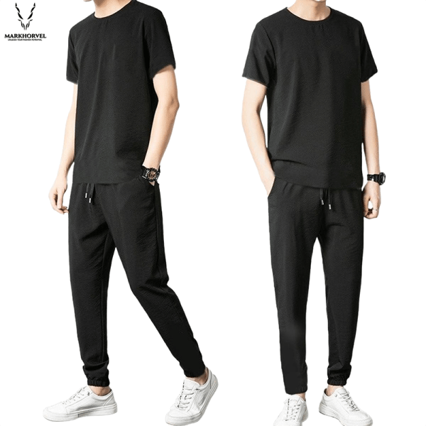 Buy Plain Black T Shirt & Trouser